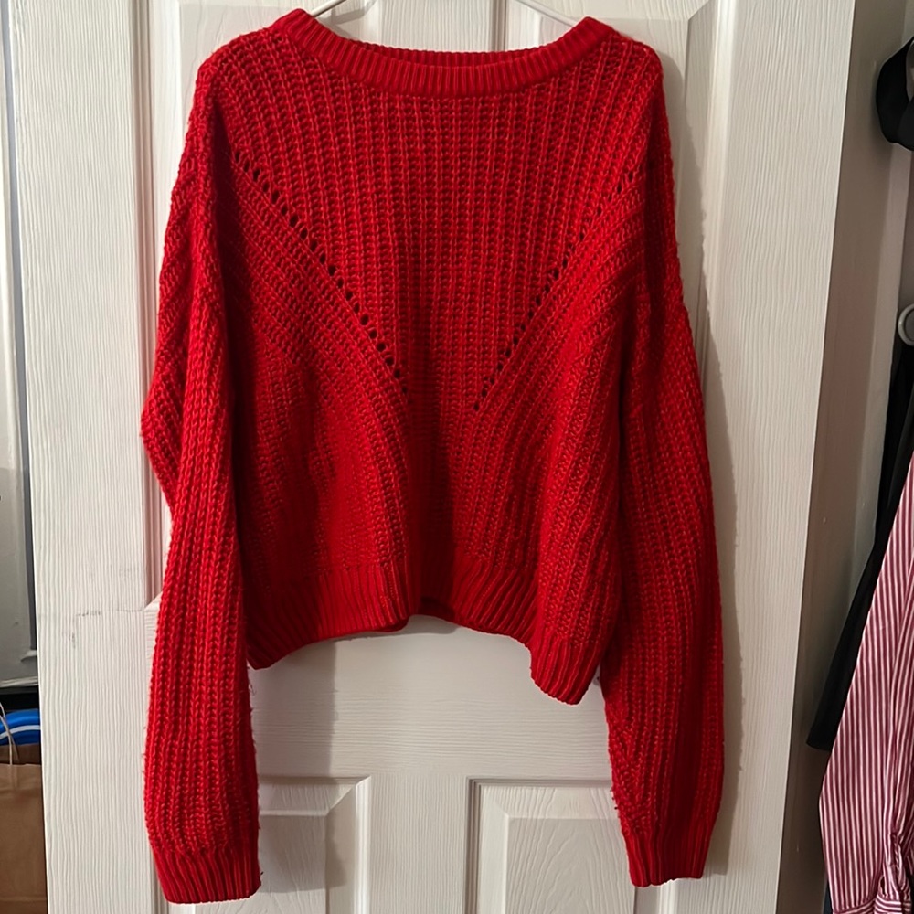 Red knitted sweater
